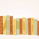 Ilustração de livros empilhados representando o Livro Diário contábil
